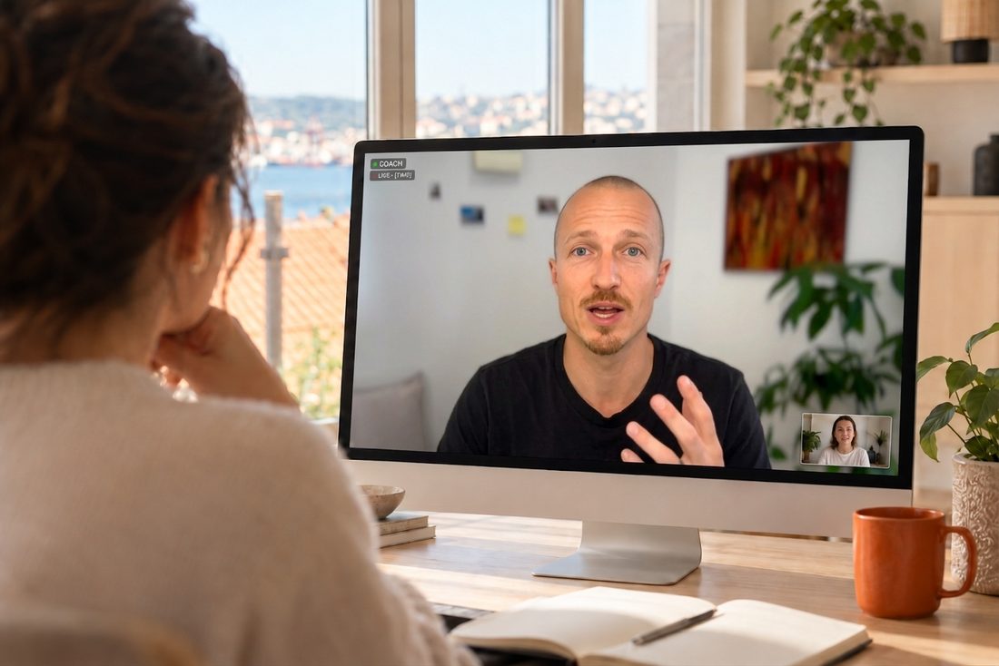 A participant on a one-on-one video call with Gui Perdrix